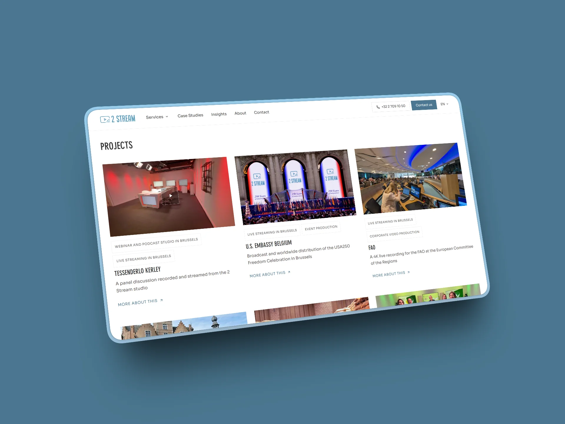 Cases page of the 2 Stream website