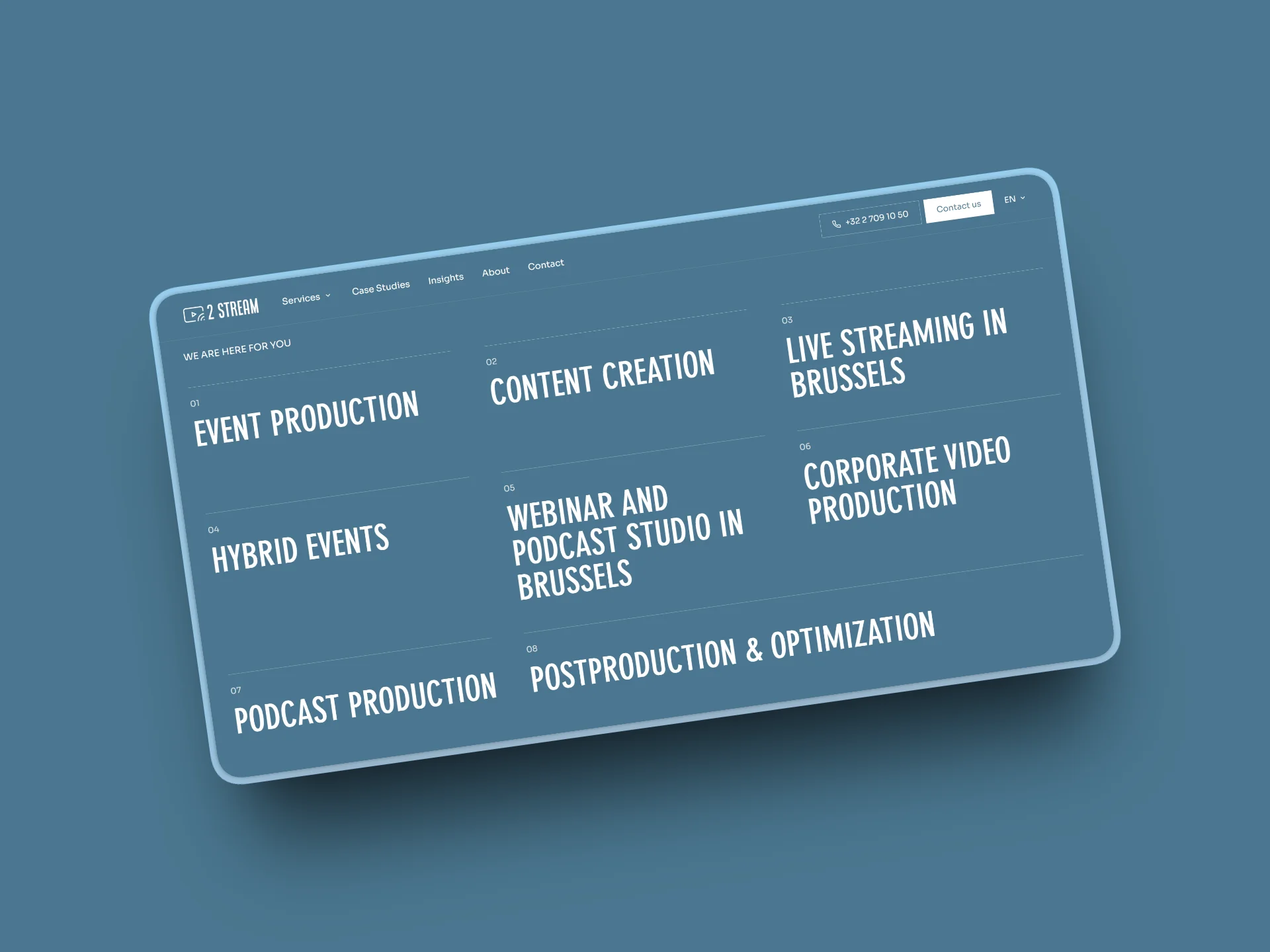 Customer cases page of the 2 Stream website