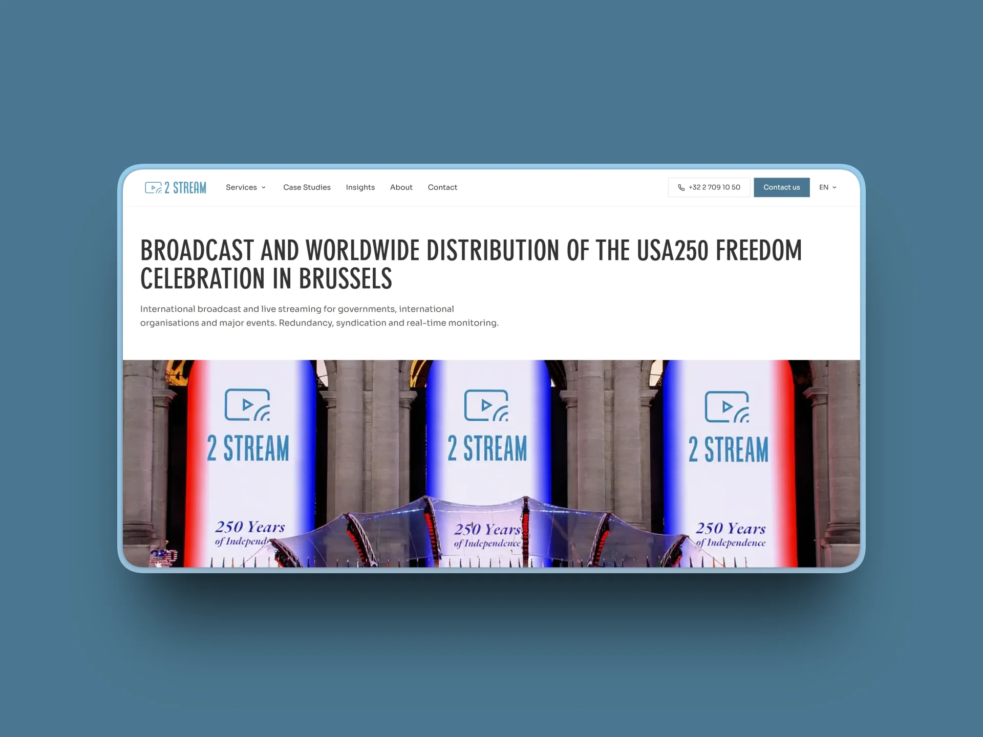 Case page of the 2 Stream website